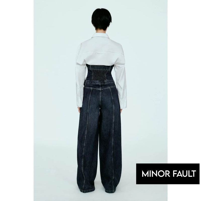 (Minor Fault) Blue Strapless Denim Jumpsuit | Montivo Pakistan