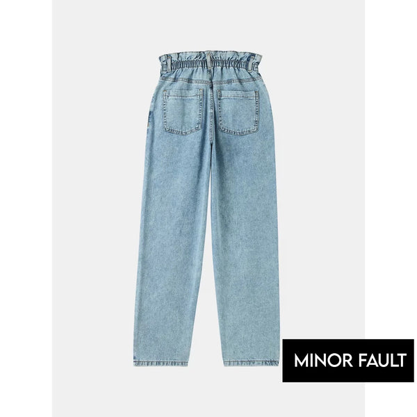 (Minor Fault) Light Blue Paper Bag Mom Jeans | Montivo Pakistan