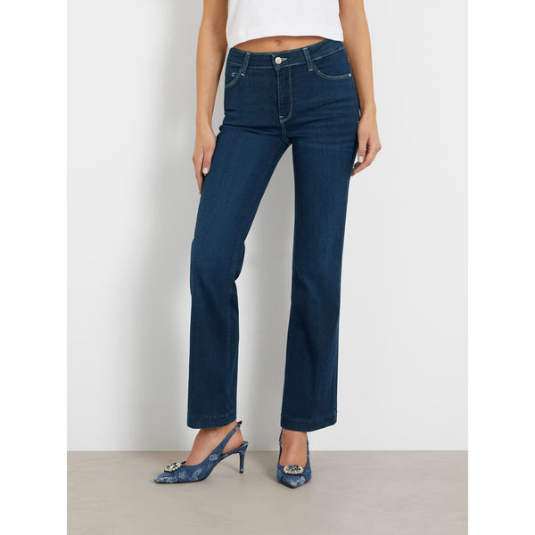 Blue Mid Rise Boot Cut Jeans