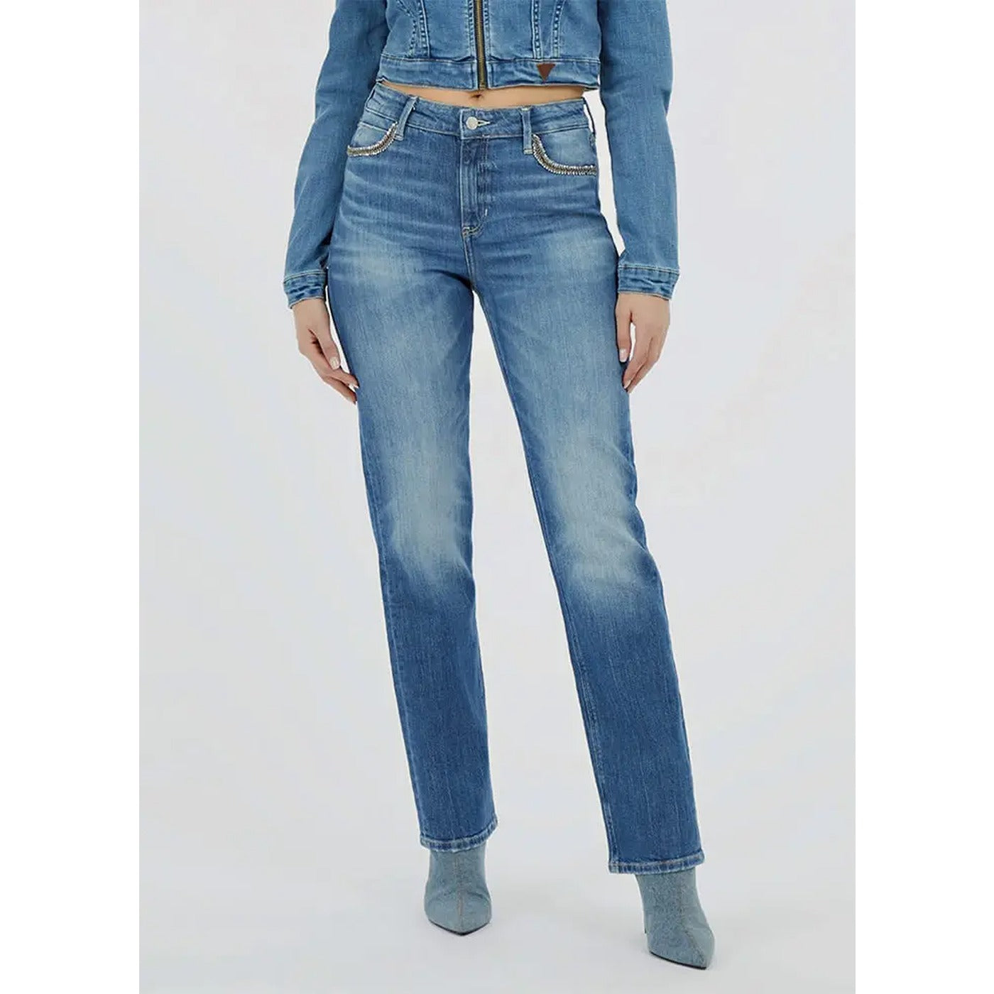 Blue High Rise Straight Jeans | Montivo Pakistan