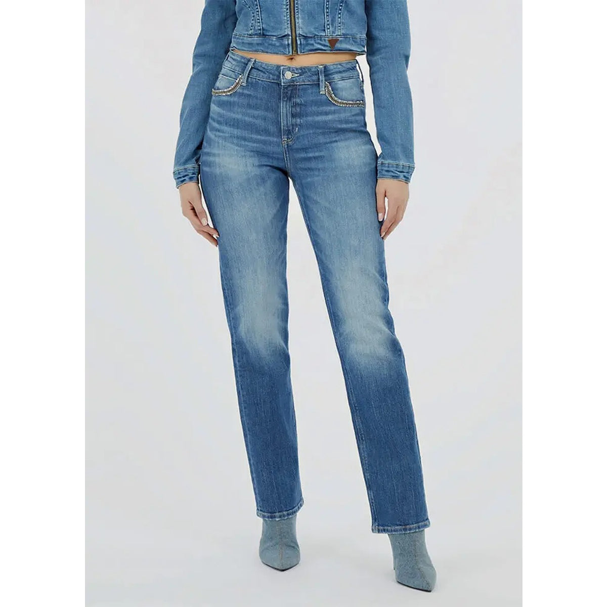 Blue High Rise Straight Jeans | Montivo Pakistan
