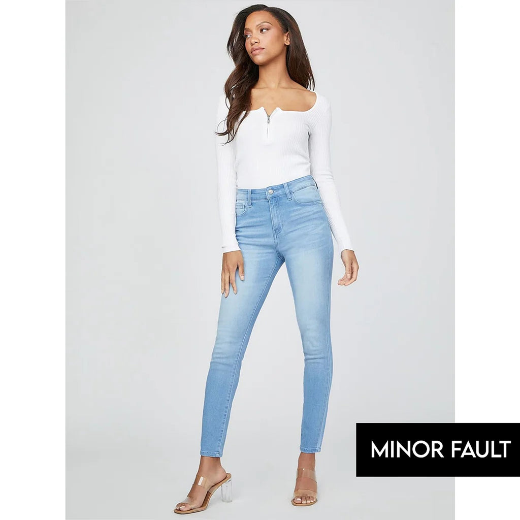 (Minor Fault) Light Blue High Rise Skinny Jeans | Montivo Pakistan