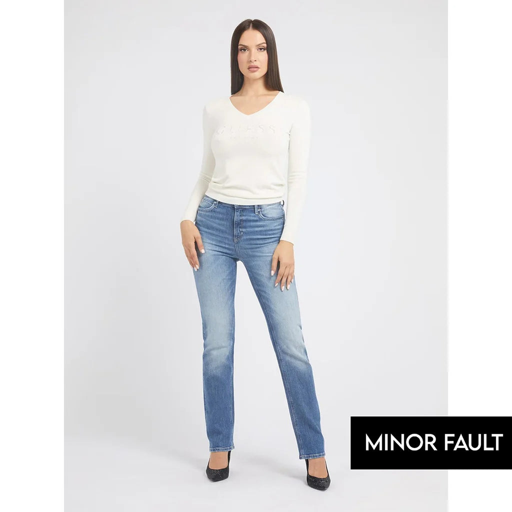 (Minor Fault) Mid Blue Straight High Rise Jeans | Montivo Pakistan