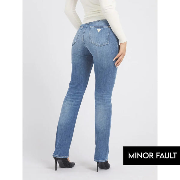 (Minor Fault) Mid Blue Straight High Rise Jeans