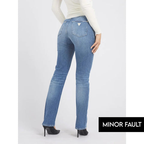 (Minor Fault) Mid Blue Straight High Rise Jeans | Montivo Pakistan