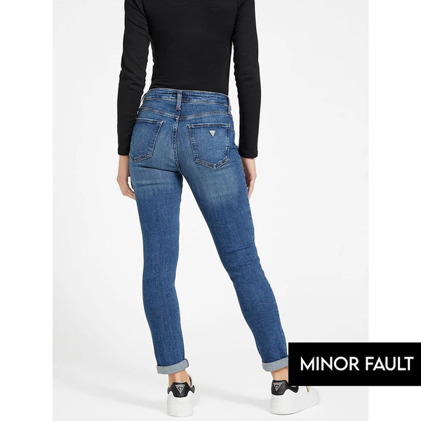 (Minor Fault) Blue Mid Rise Ripped Skinny Jeans