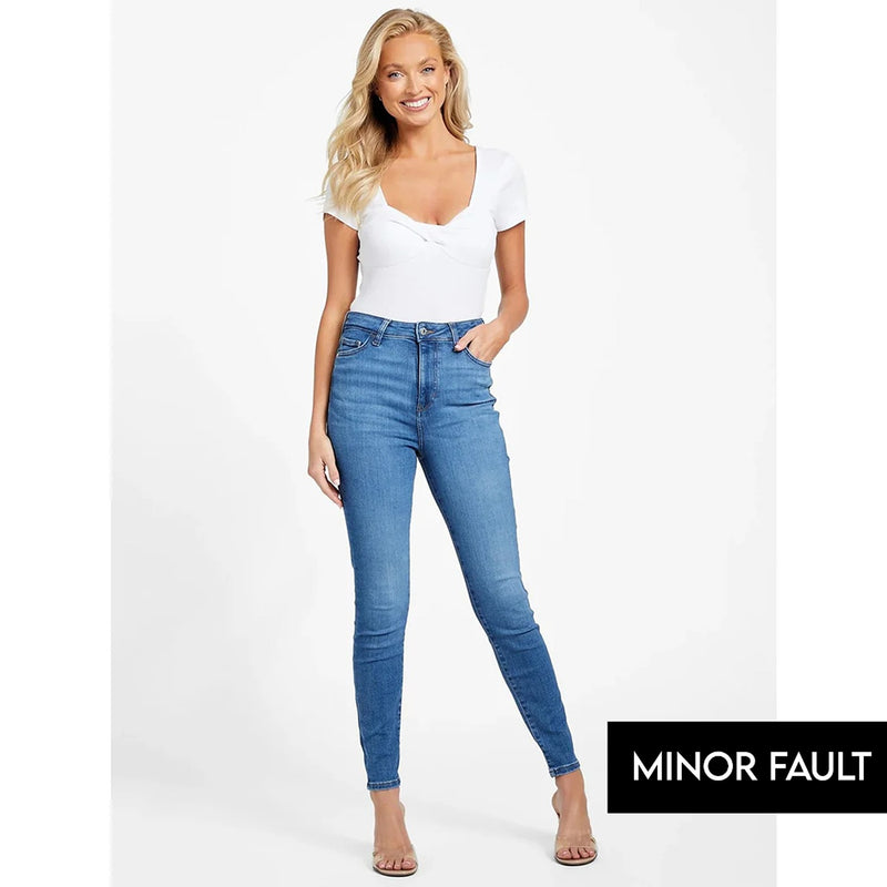 (Minor Fault) Mid Blue High Rise Skinny Jeans | Montivo Pakistan