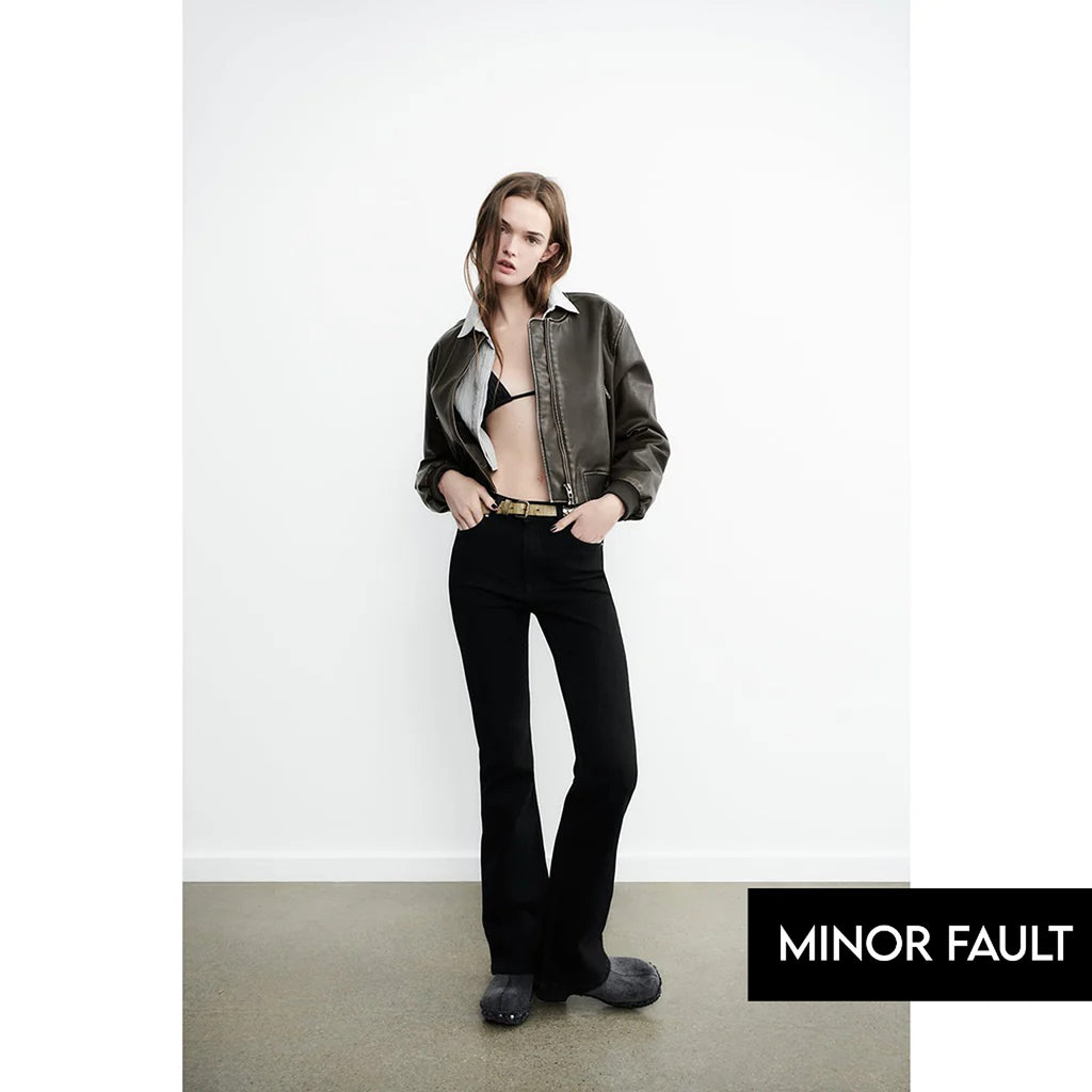 (Minor Fault) Black High Rise Flare Jeans | Montivo Pakistan