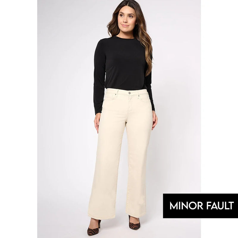 (Minor Fault) Offwhite Wide Leg High Jeans | Montivo Pakistan