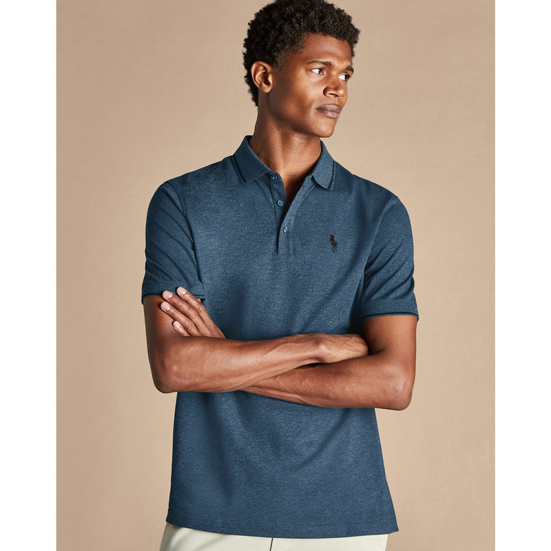 Blue Melange Jersey Collar Tipping Polo | Montivo Pakistan