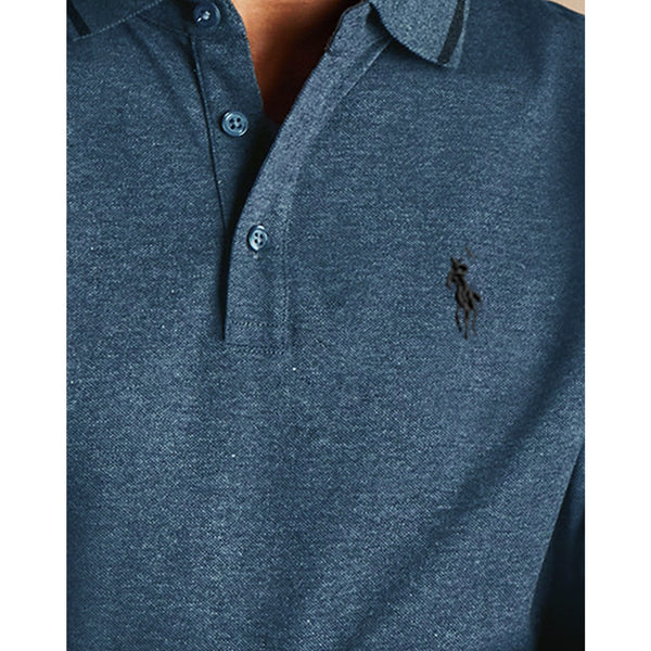 Blue Melange Jersey Collar Tipping Polo | Montivo Pakistan