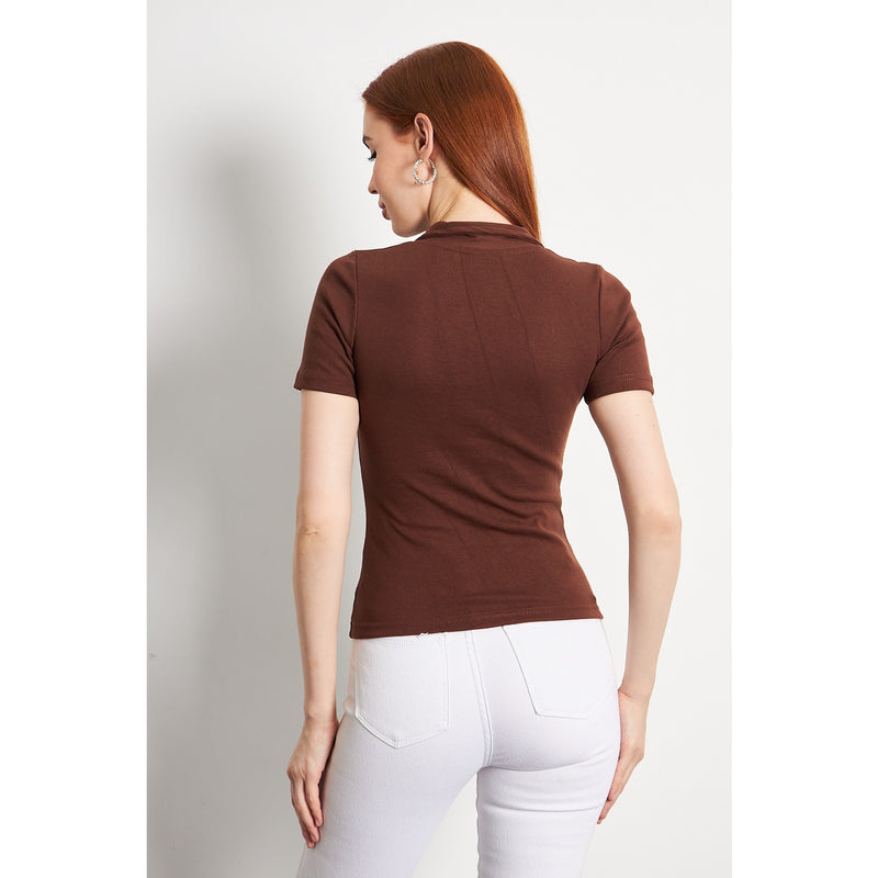 Brown Button Down Collar Top | Montivo Pakistan