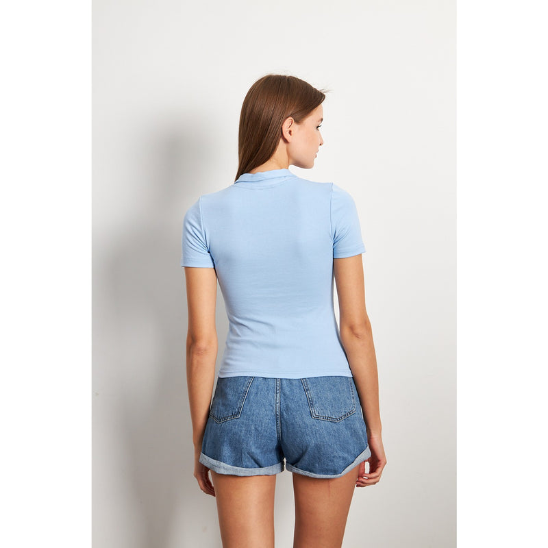 Light Blue Button Down Collar Top | Montivo Pakistan