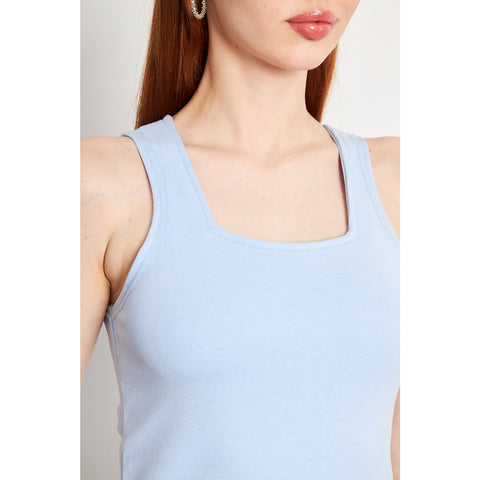 Light Blue Square Neck Tank Top | Montivo Pakistan
