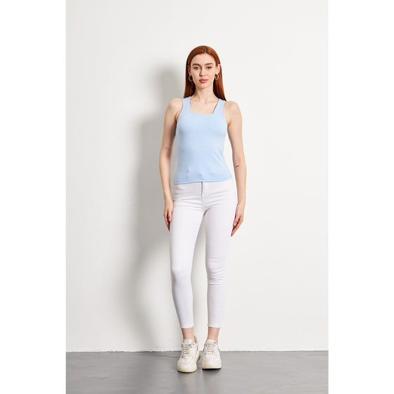 Light Blue Square Neck Tank Top | Montivo Pakistan