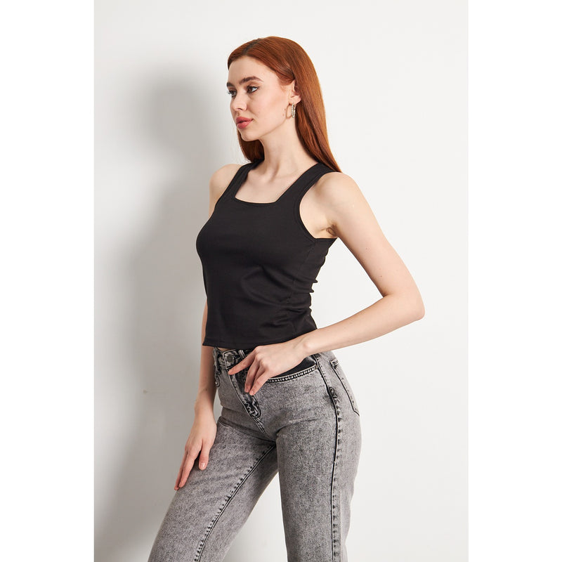 Black Square Neck Tank Top | Montivo Pakistan