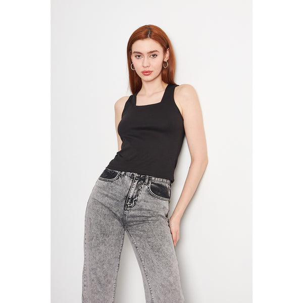 Black Square Neck Tank Top | Montivo Pakistan