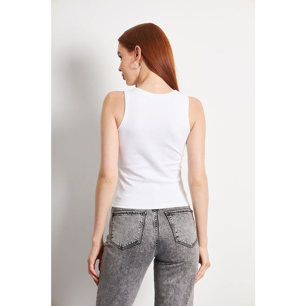 White Square Neck Tank Top | Montivo Pakistan