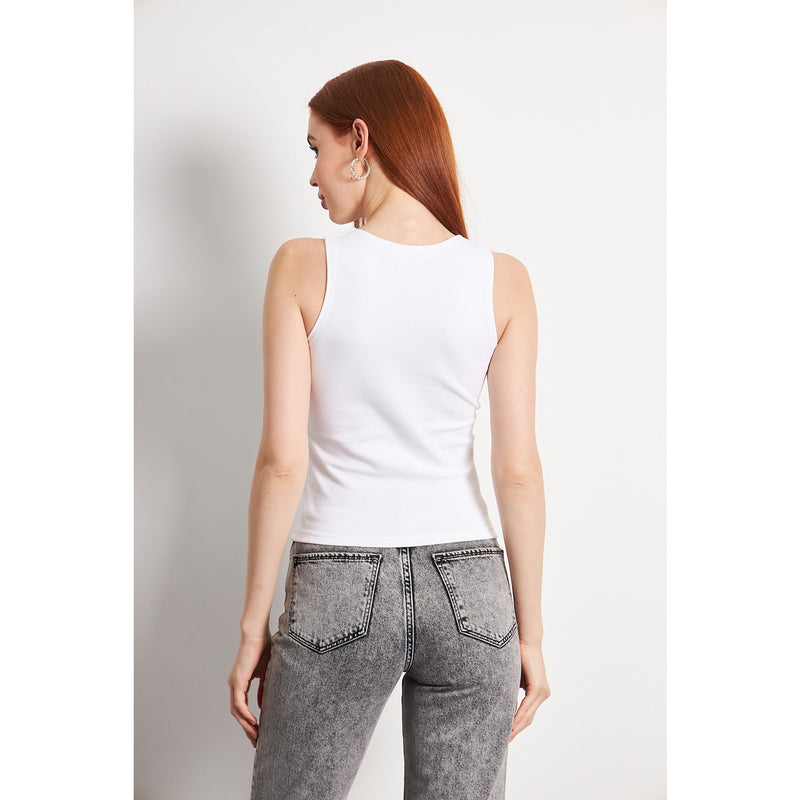 White Square Neck Tank Top | Montivo Pakistan