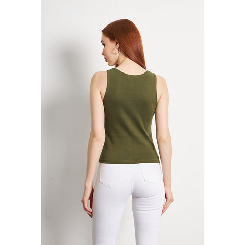 Olive Square Neck Tank Top | Montivo Pakistan