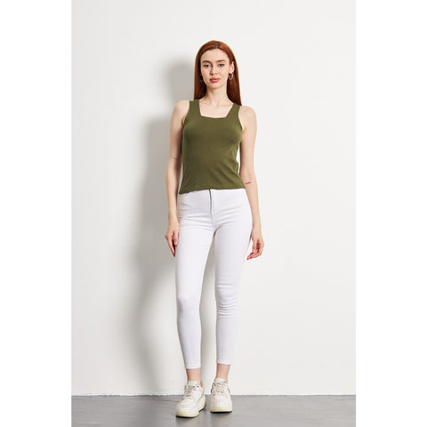 Olive Square Neck Tank Top | Montivo Pakistan