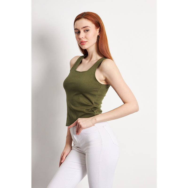 Olive Square Neck Tank Top | Montivo Pakistan
