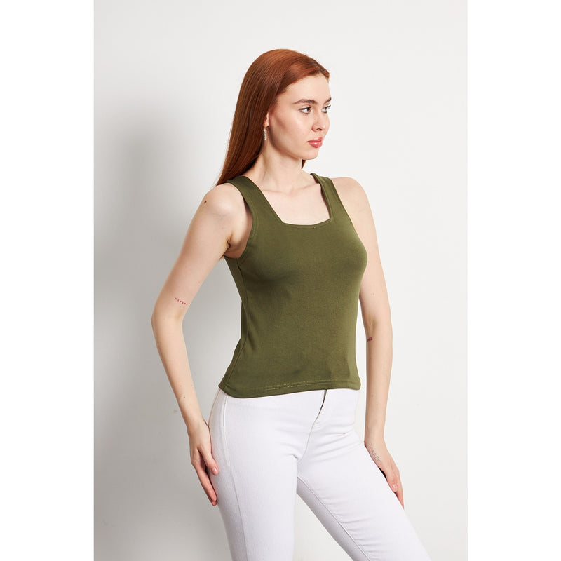 Olive Square Neck Tank Top | Montivo Pakistan