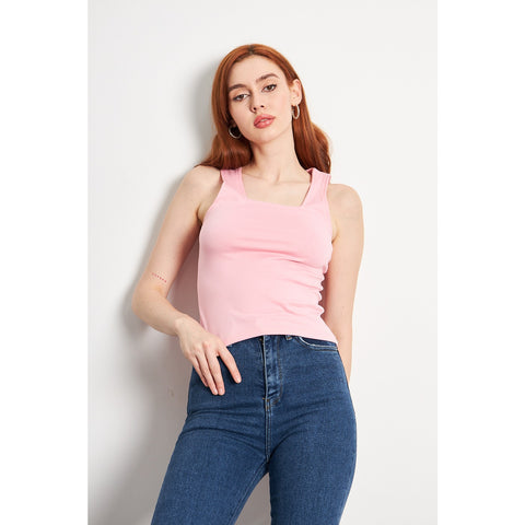 Pink Square Neck Tank Top | Montivo Pakistan