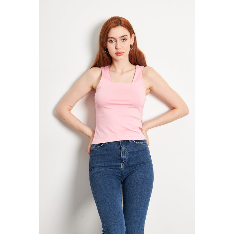 Pink Square Neck Tank Top | Montivo Pakistan
