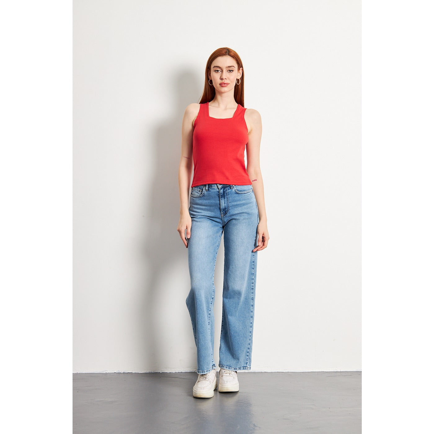 Red Square Neck Tank Top | Montivo Pakistan