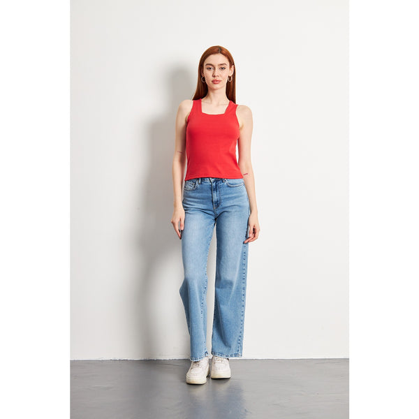 Red Square Neck Tank Top | Montivo Pakistan