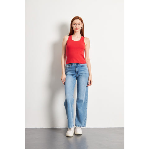 Red Square Neck Tank Top | Montivo Pakistan