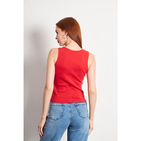 Red Square Neck Tank Top | Montivo Pakistan