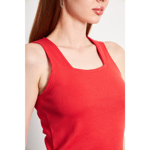 Red Square Neck Tank Top | Montivo Pakistan