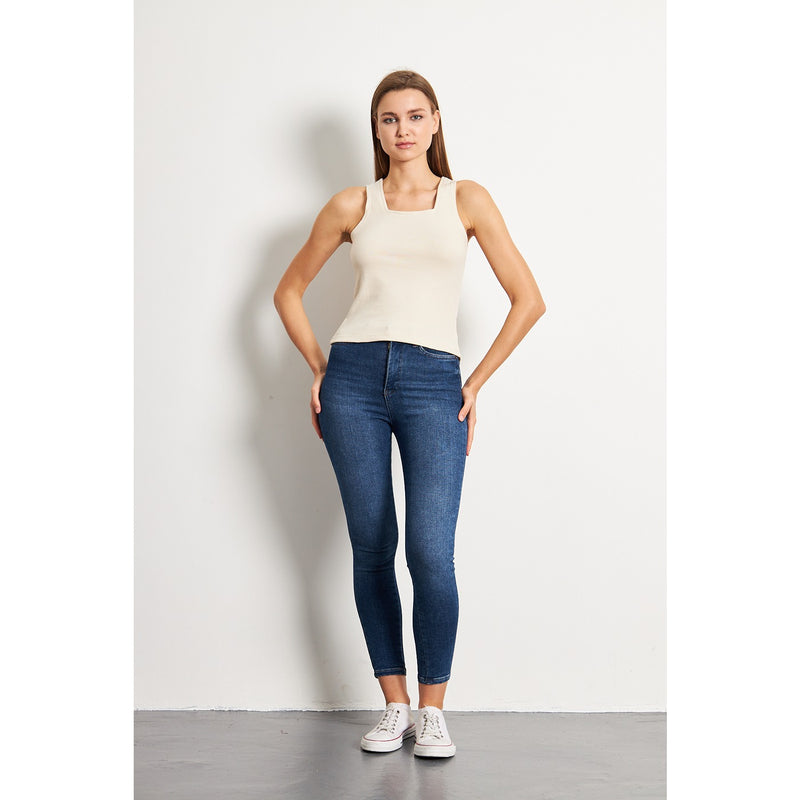 Beige Square Neck Tank Top | Montivo Pakistan