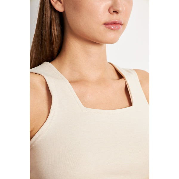 Beige Square Neck Tank Top | Montivo Pakistan