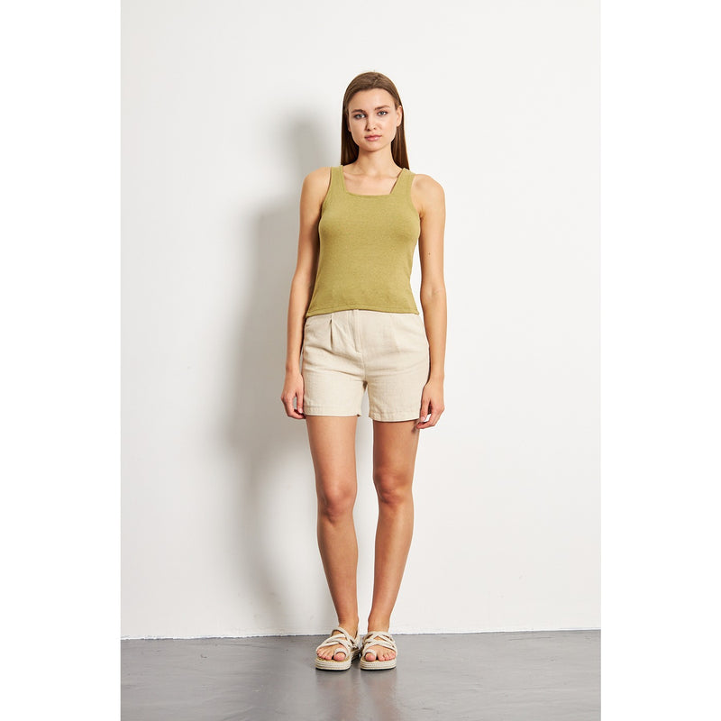 Green Melange Square Neck Tank Top | Montivo Pakistan