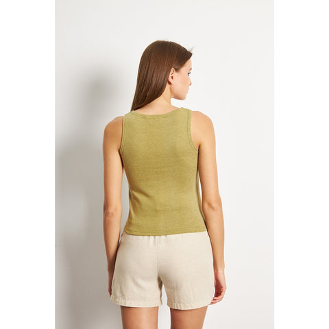 Green Melange Square Neck Tank Top | Montivo Pakistan