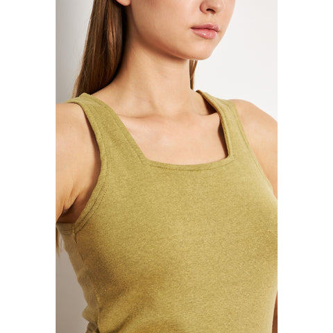 Green Melange Square Neck Tank Top | Montivo Pakistan
