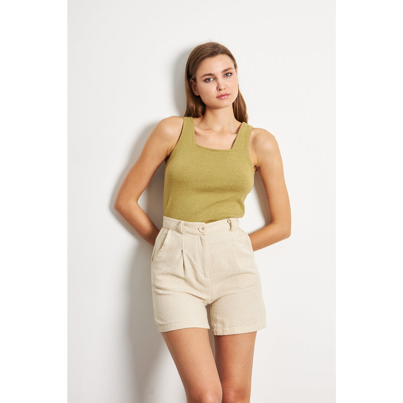 Green Melange Square Neck Tank Top | Montivo Pakistan