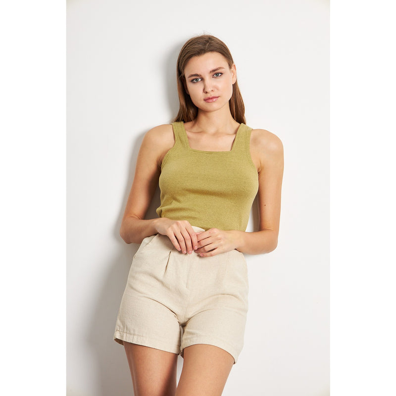 Green Melange Square Neck Tank Top | Montivo Pakistan