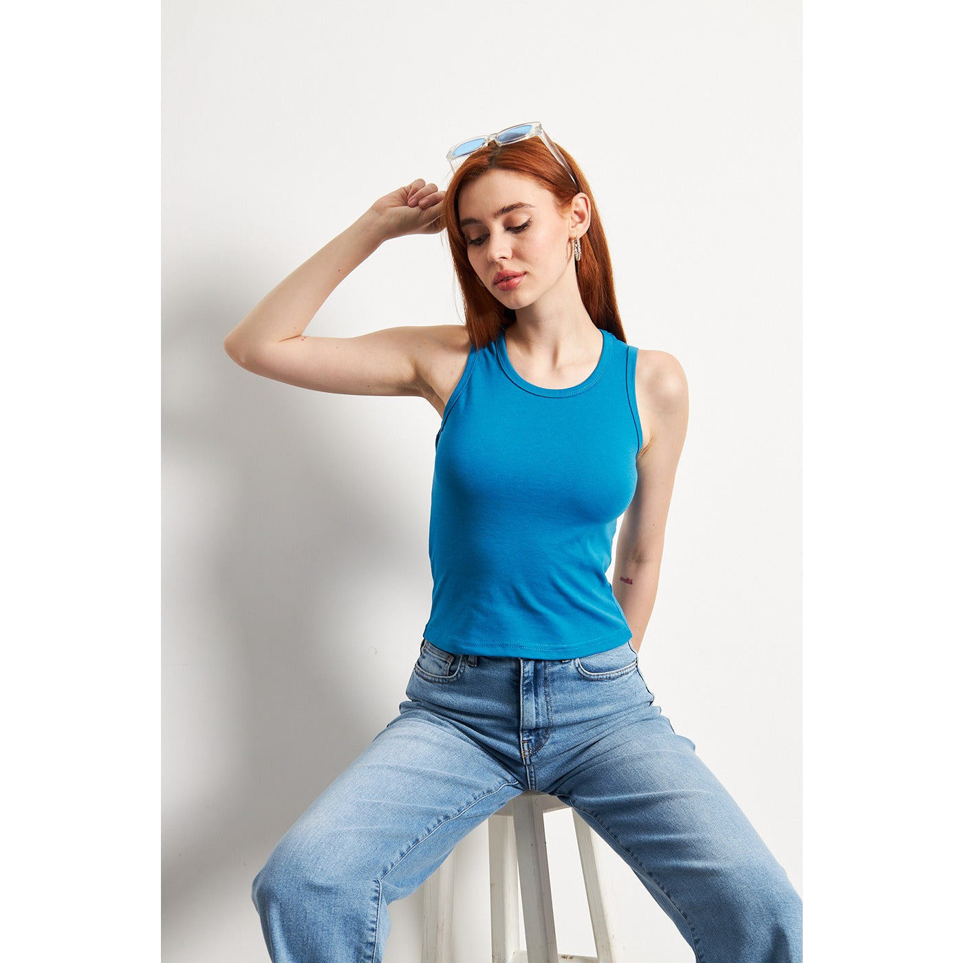 Teal Blue Basic Tank Top | Montivo Pakistan