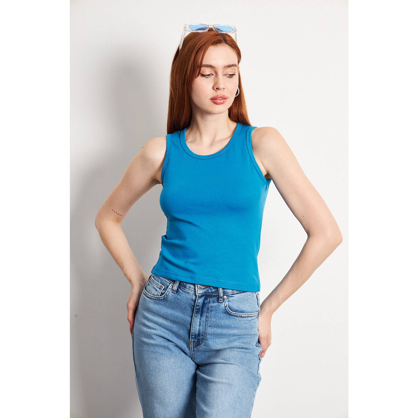 Teal Blue Basic Tank Top | Montivo Pakistan