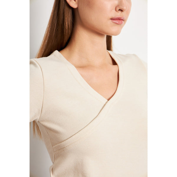 Beige Double Breasted Knit Top | Montivo Pakistan