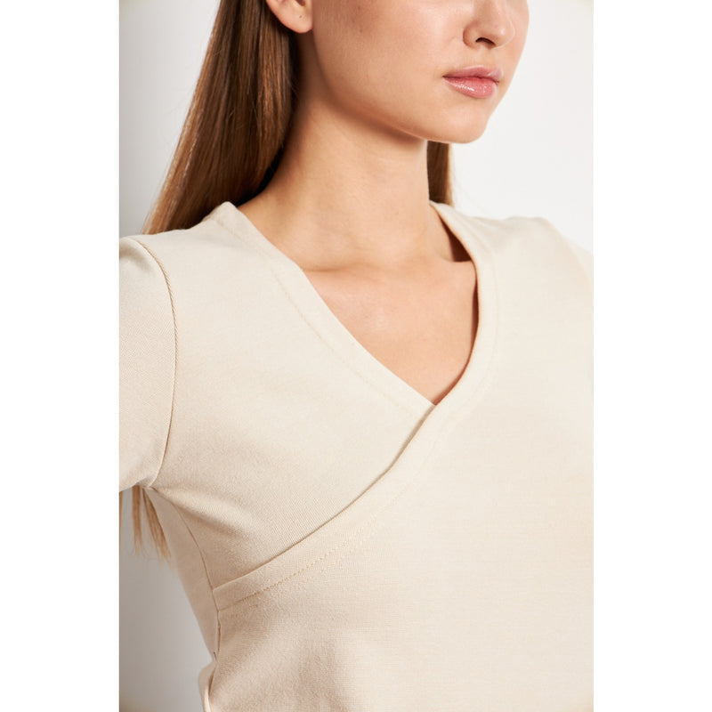 Beige Double Breasted Knit Top | Montivo Pakistan