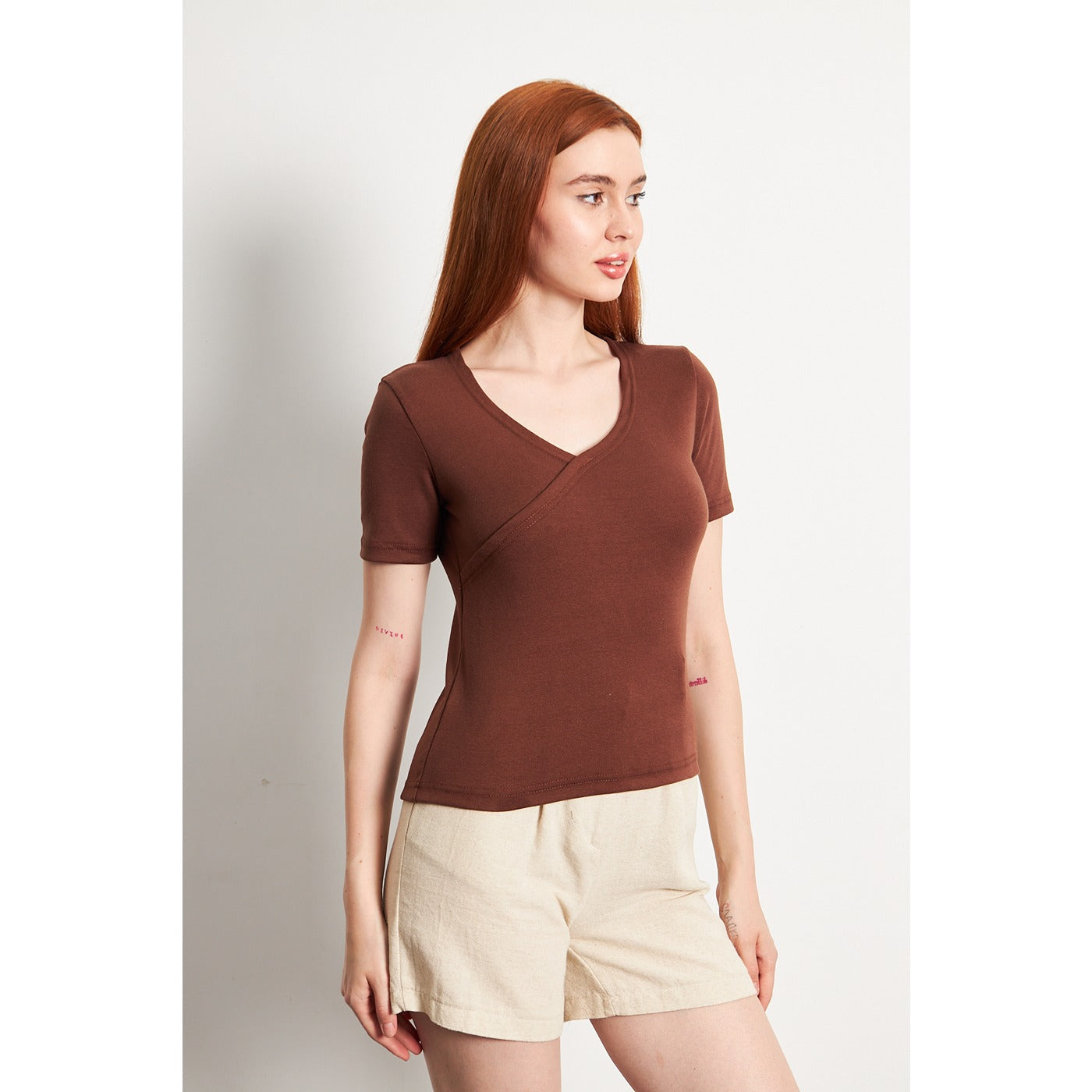 Brown Double Breasted Knit Top | Montivo Pakistan