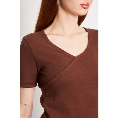 Brown Double Breasted Knit Top | Montivo Pakistan