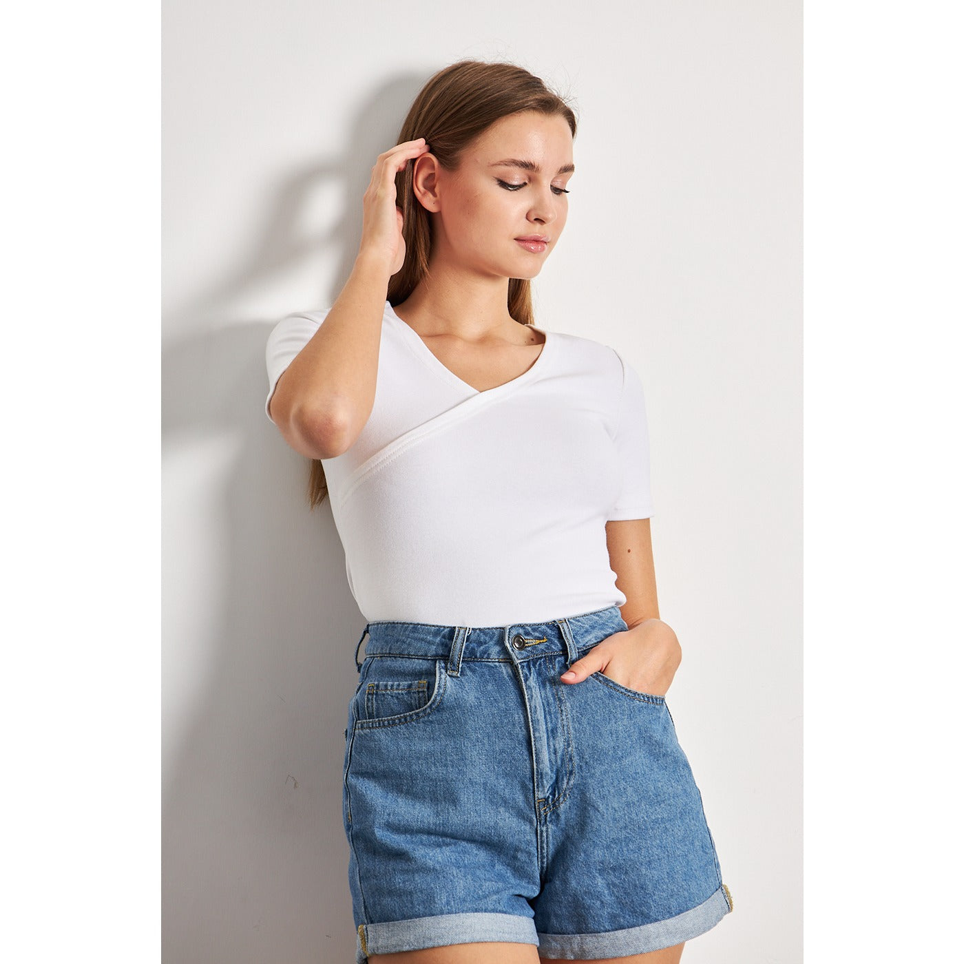 White Double Breasted Knit Top | Montivo Pakistan