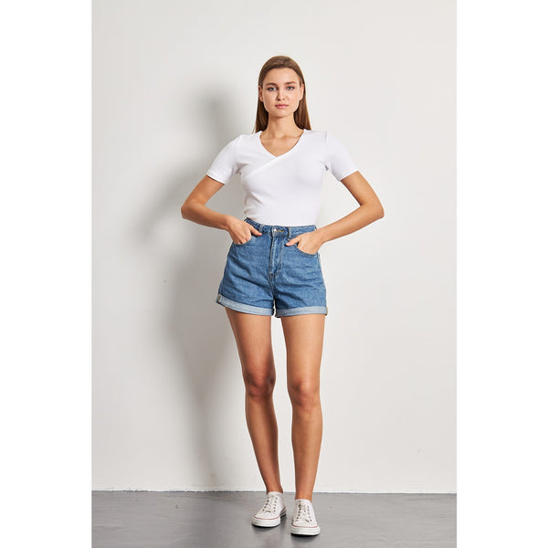 White Double Breasted Knit Top | Montivo Pakistan