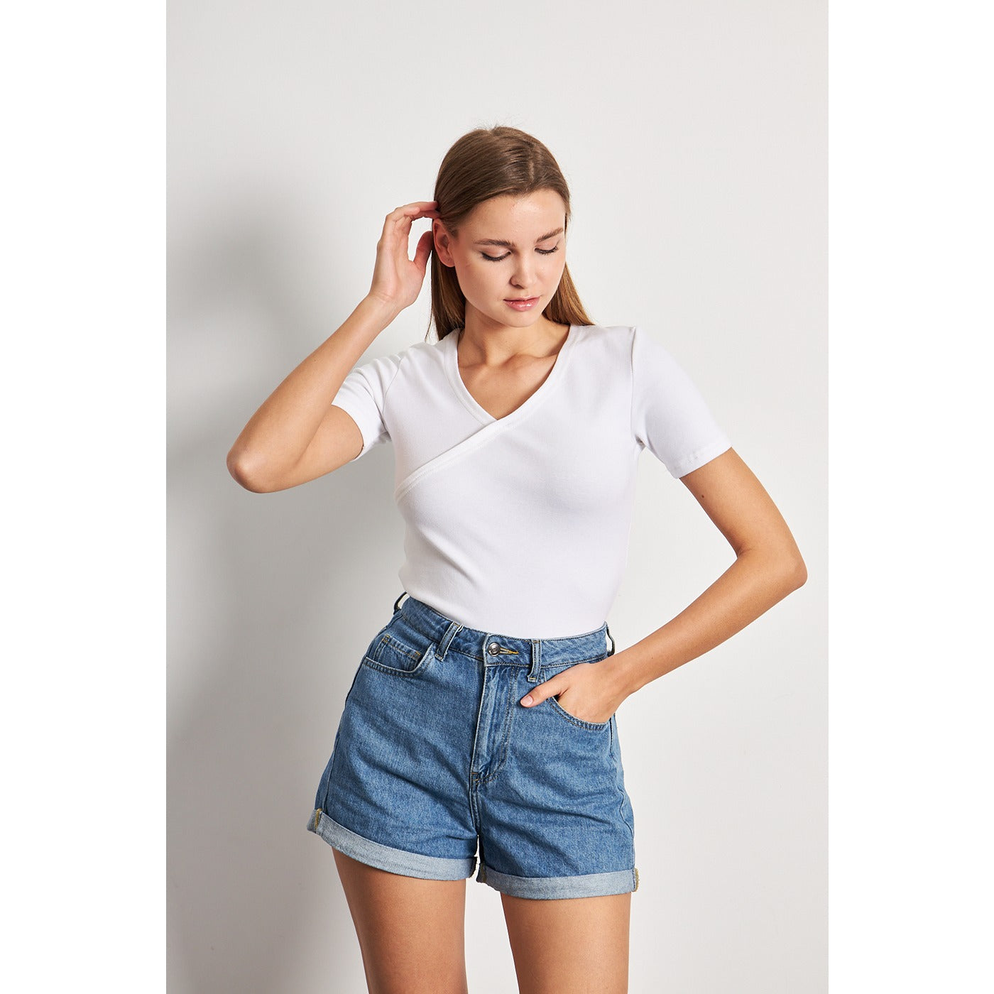 White Double Breasted Knit Top | Montivo Pakistan